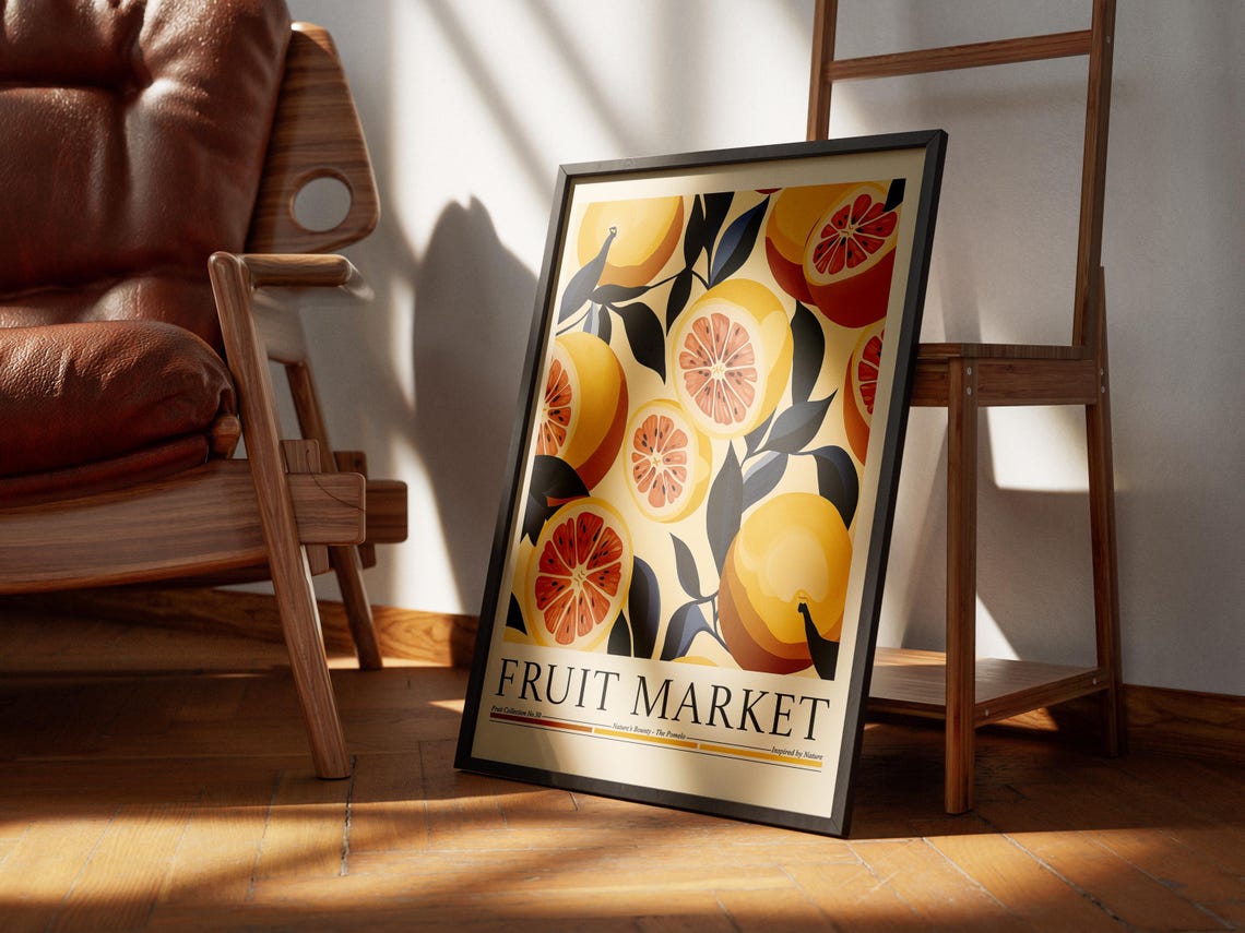 Pomelo Fruit Market, Modern Abstract Kitchen Art Print - Image 5