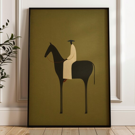 Abstract Japandi Wall Art Minimalist Horse Print Modern Western Decor Digital Download