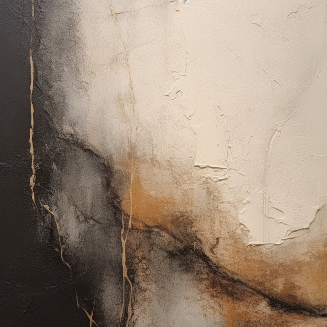 Black Brown Abstract With Gold Veins Wabi Sabi Textured Poster - Image 2