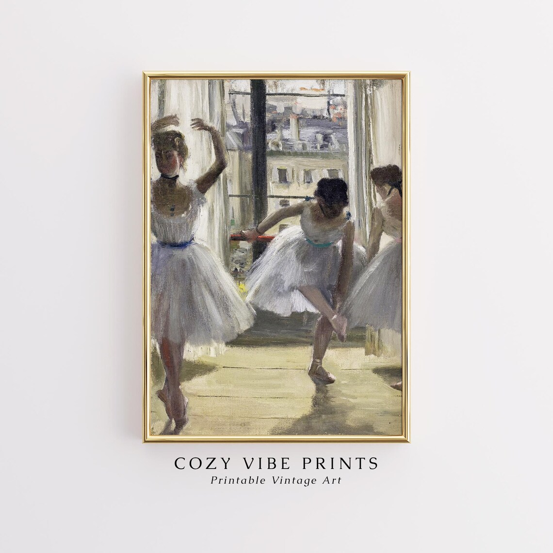 Ballerinas Rehearsing in Studio Vintage Dancers Oil Painting Poster - Image 2