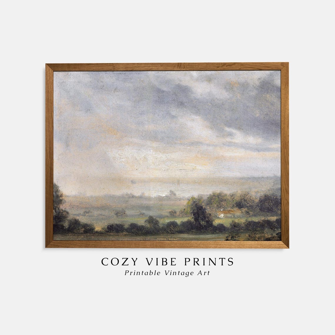Moody Cloudy Sky Rolling Hills Vintage Atmospheric Landscape Poster