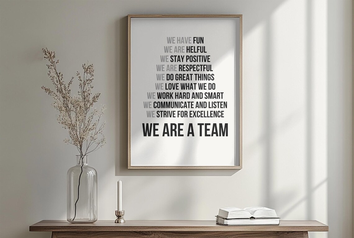 We Are a Team Office Teamwork Values Motivational Corporate Poster - Image 3