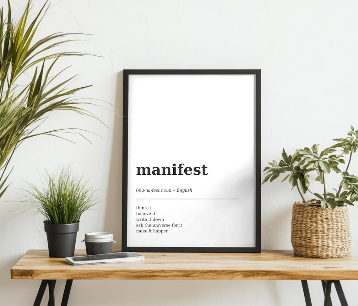 Manifest Definition Poster, Funny Minimalist Decor