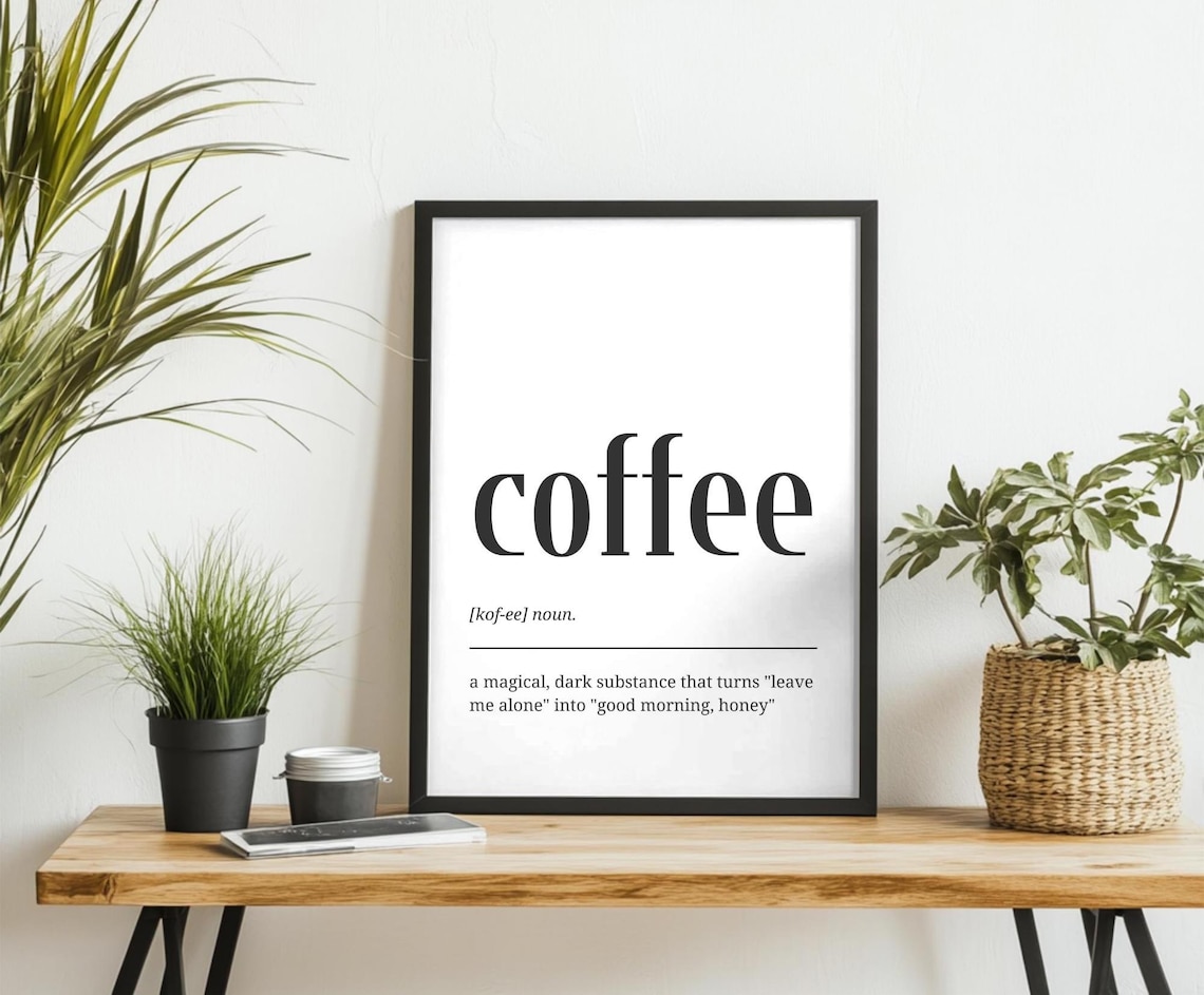 Coffee Definition Print, Funny Kitchen Typography
