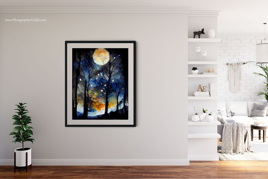 Starry Night Moon and Star Chart Art Print - Image 4