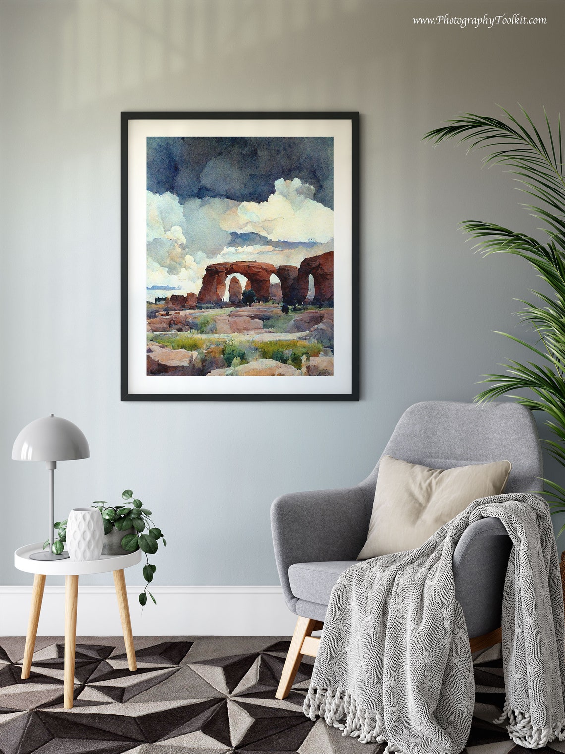 Red Rock Arches Desert Watercolor Dramatic Cloudy Sky Southwest Poster - Image 6