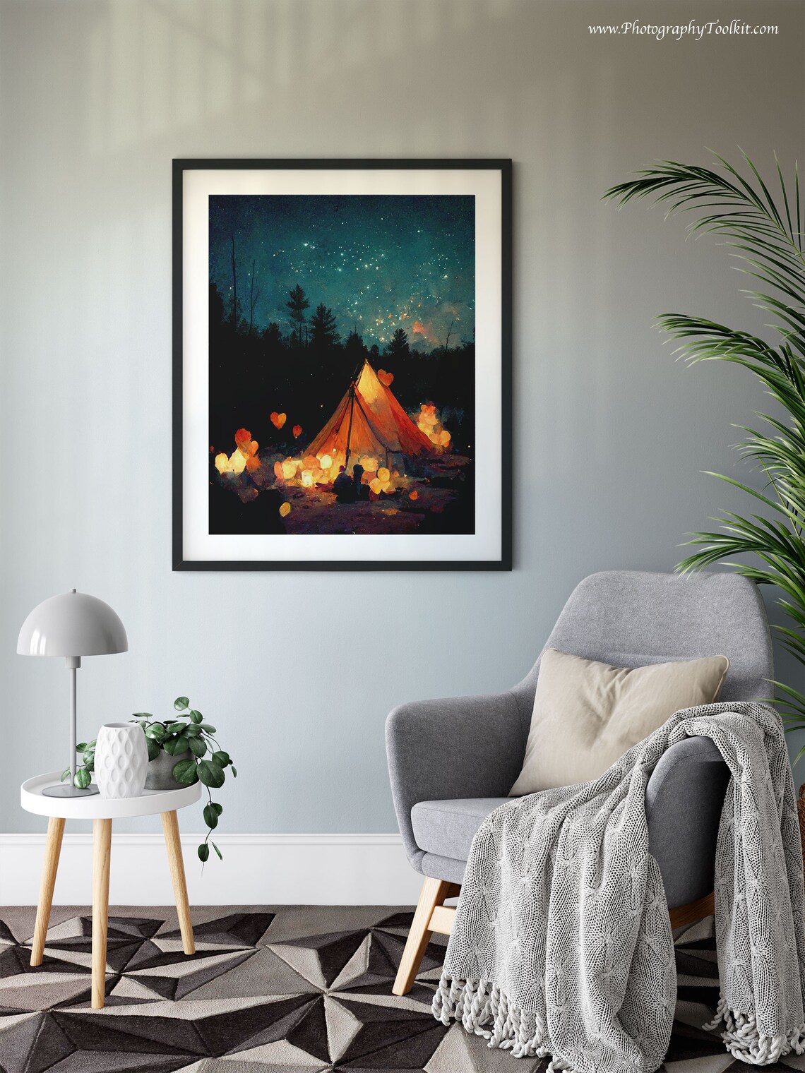 Camping At Night Painting, Campfire Under The Stars - Image 6