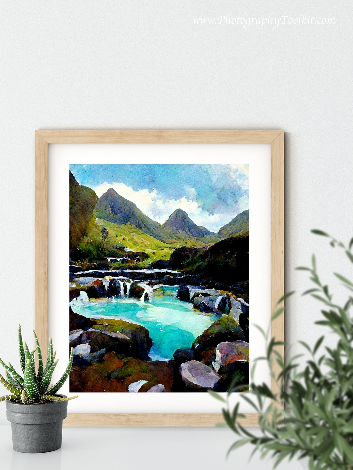 Turquoise Waterfall Pool Nestled in a Rocky Mountain Valley Poster - Image 5