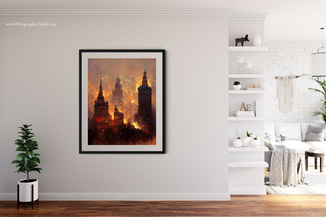 City Prints Skyline Print Cityscape Painting Art Print Painting Of A City Wall Art Cityscape Art Cityscape Print - Image 4