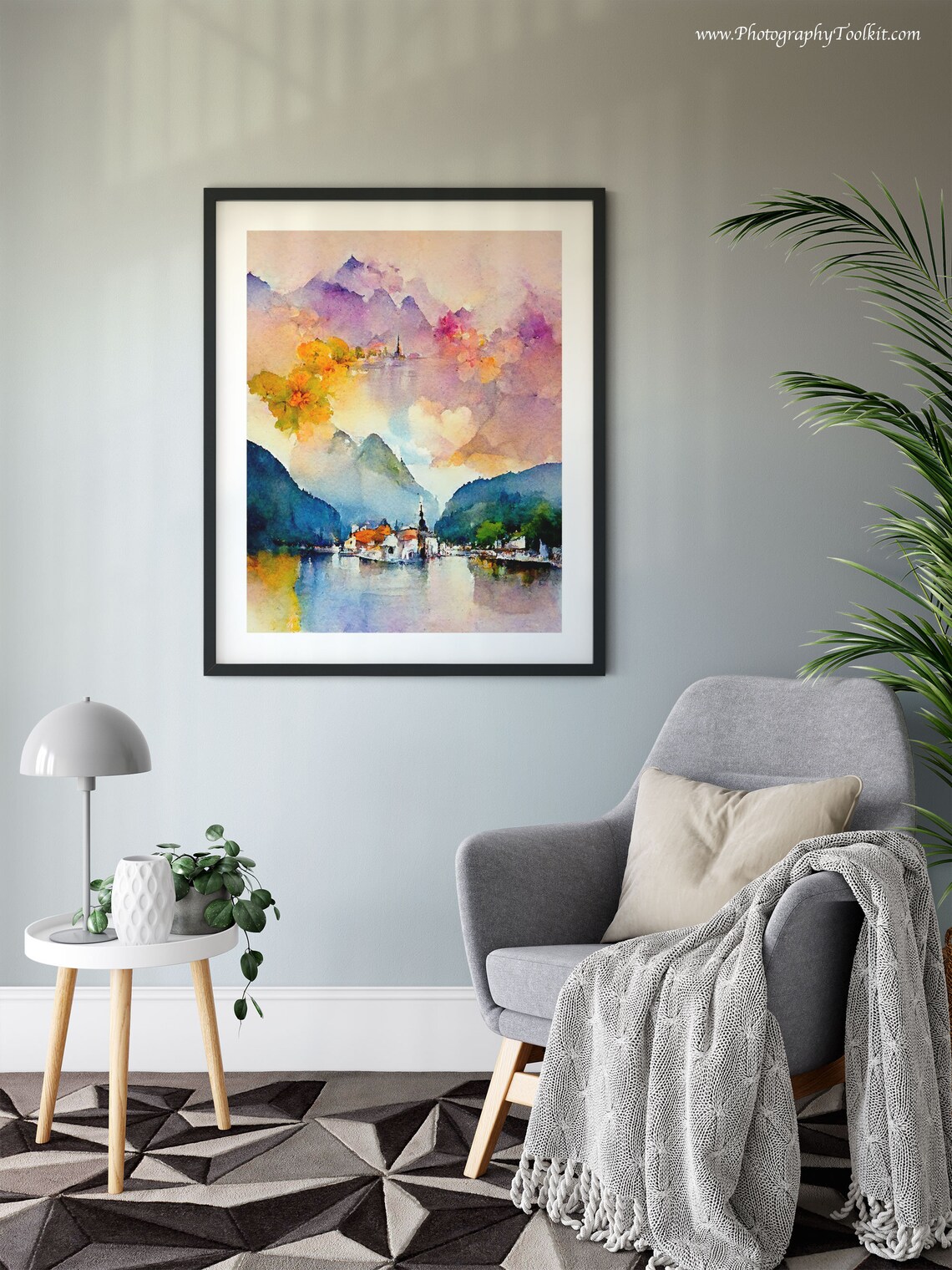 Hallstatt Austria Mountain Lake Village Scenic Watercolor Poster - Image 6