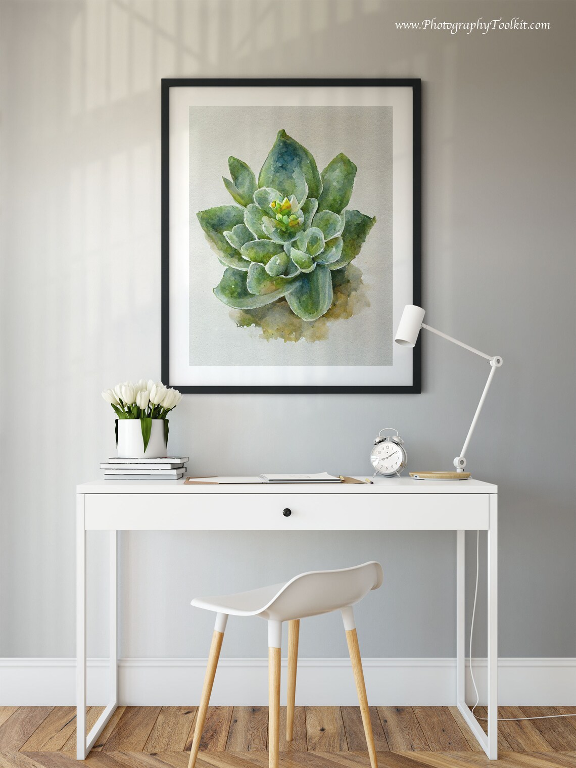 Succulent Watercolor Green Rosette Plant Botanical Style Poster - Image 4