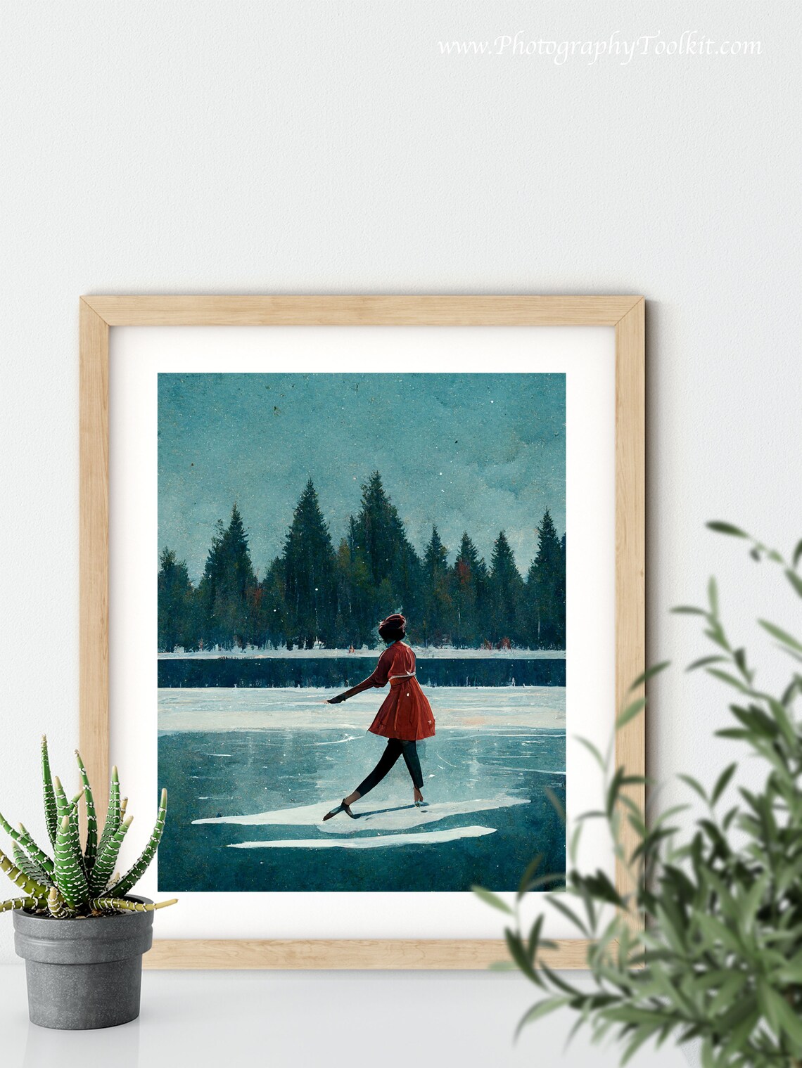 Woman Ice Skating Art Print, Winter Holiday Decor - Image 5