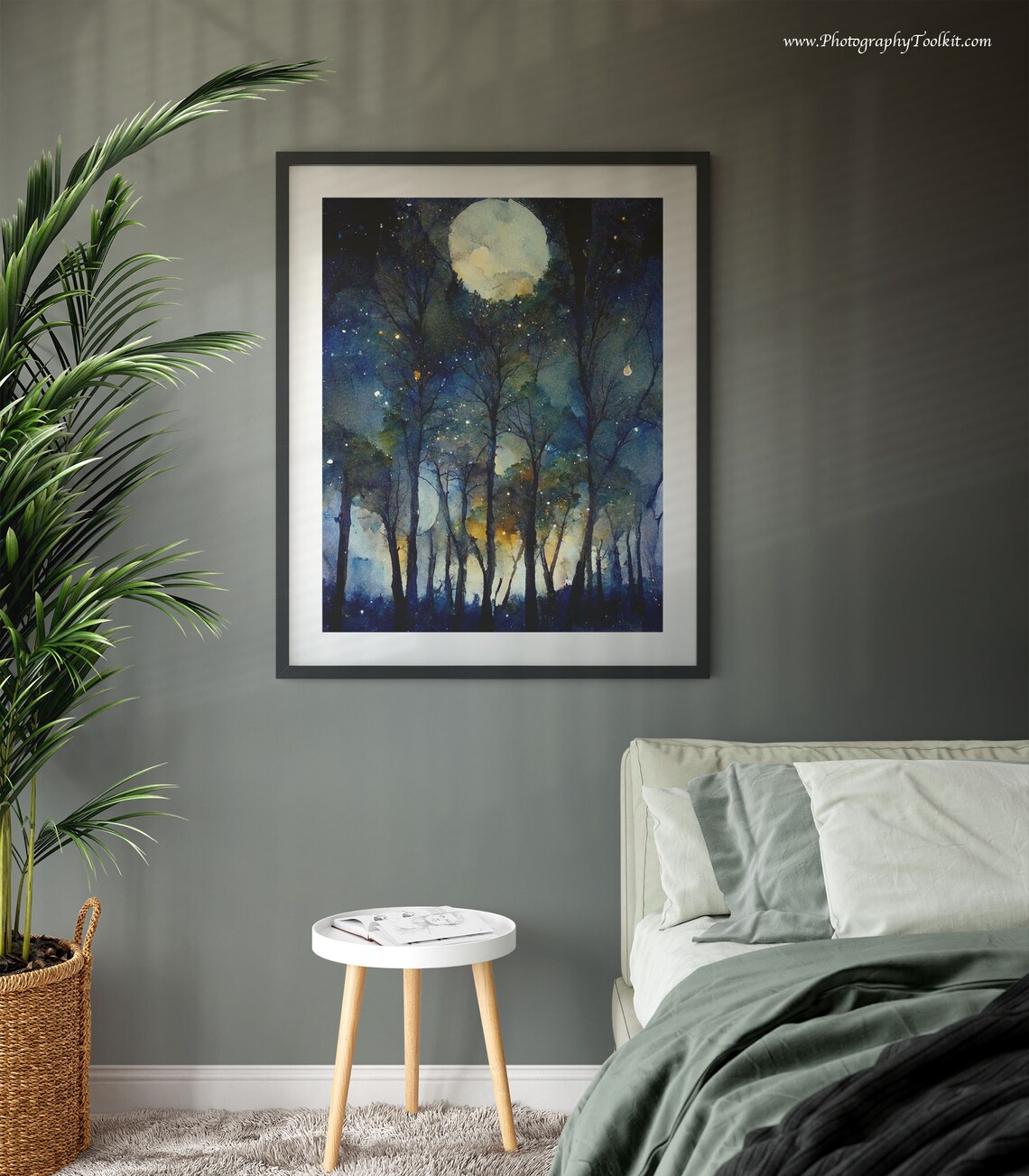 Night Sky Star Patterns Art Print, Full Moon - Image 3