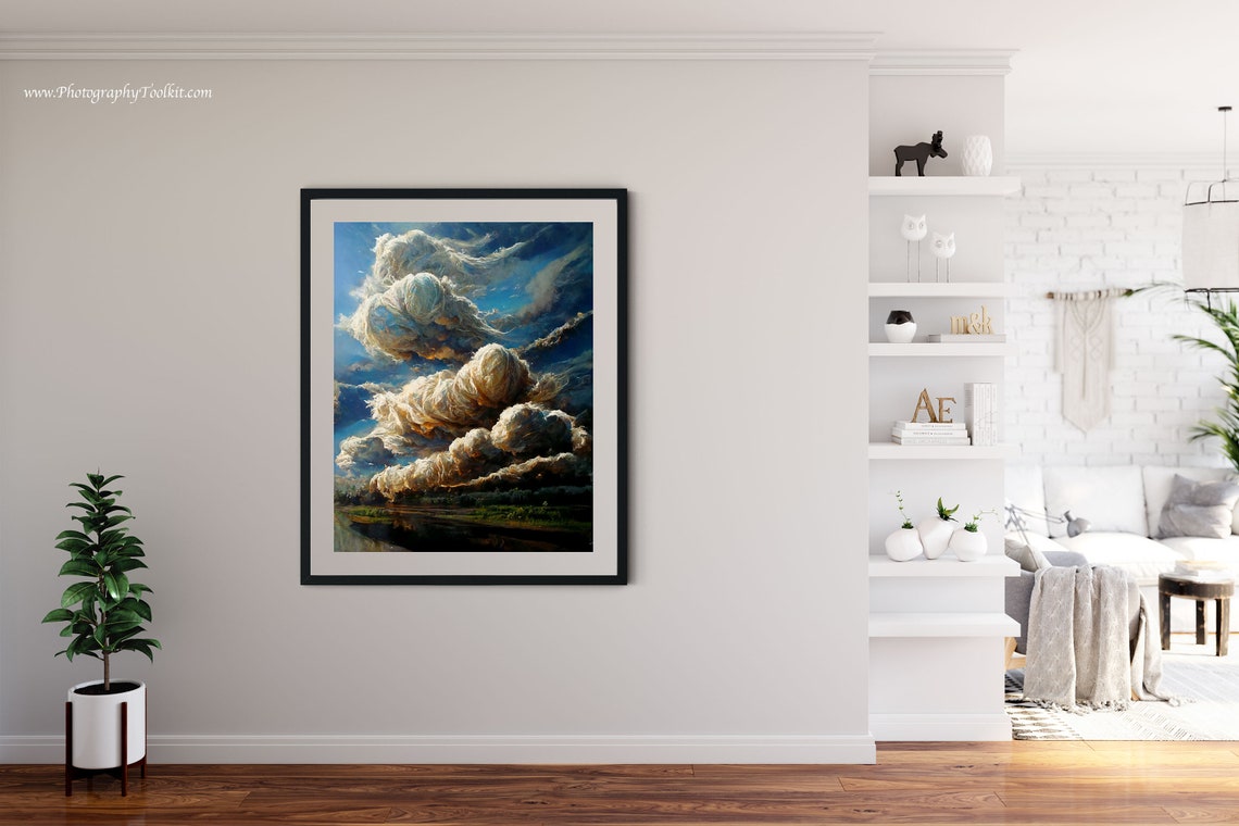 Dramatic Billowing Golden Clouds Over a Dark Landscape Sky Poster - Image 4