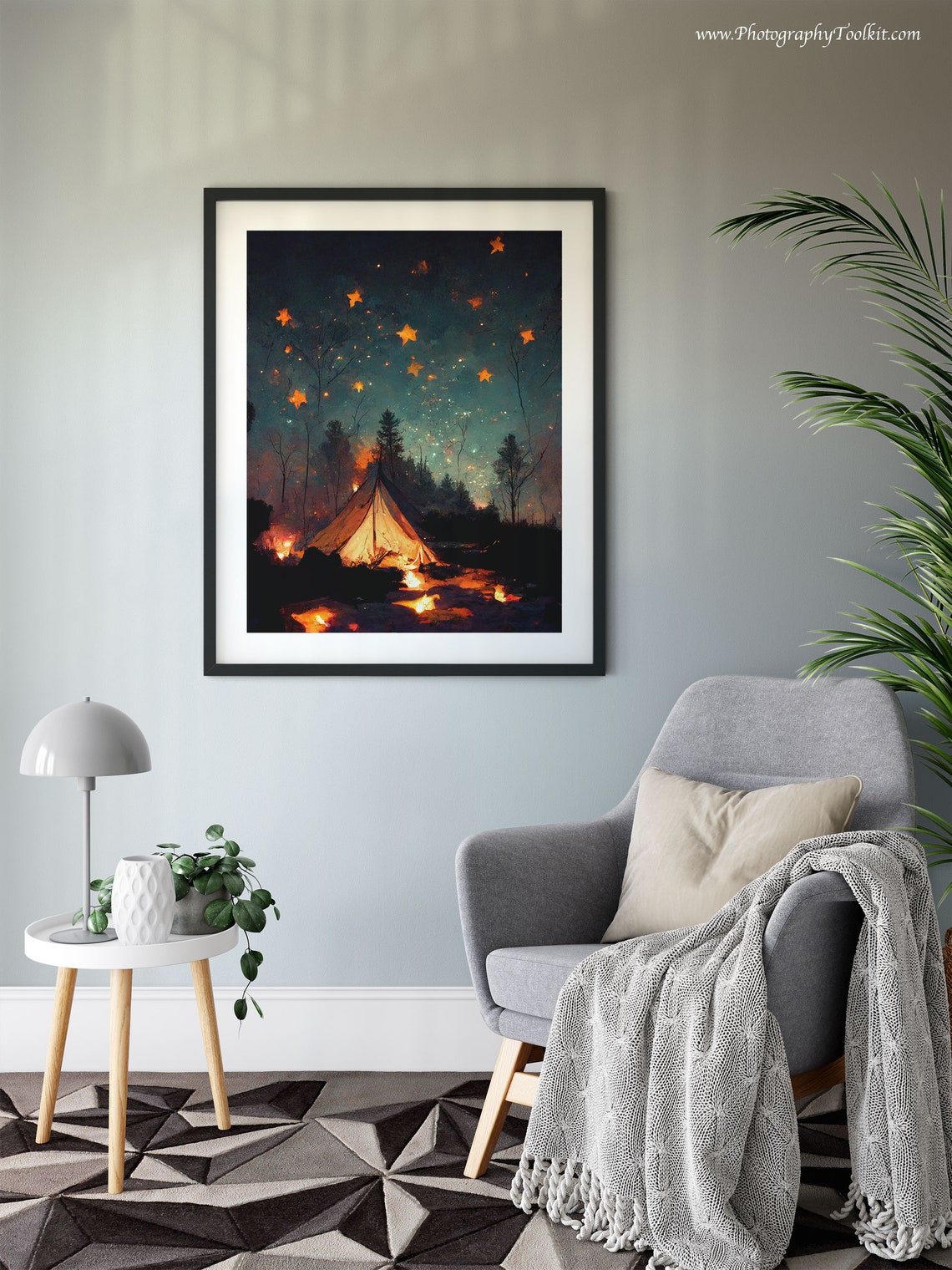 Night Camping Tent Campfire Starry Sky Outdoor Adventure Poster - Image 6