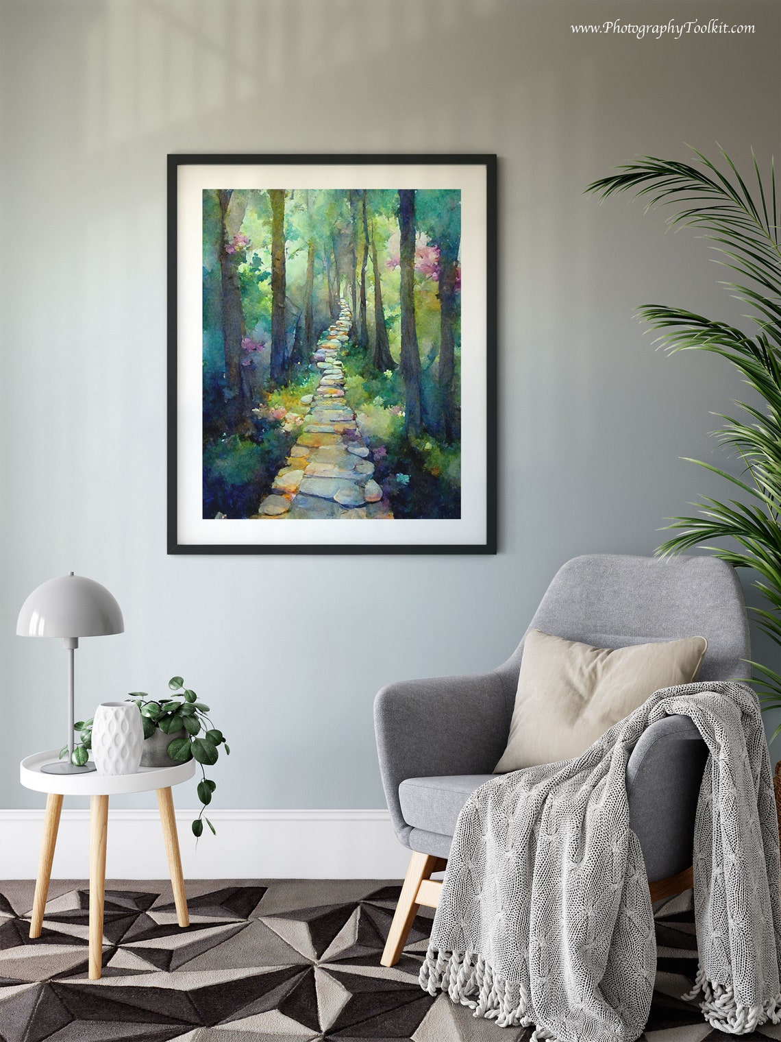 Forest Path Print Tree Wall Art Forest Print Adventure Art Print Forest Watercolor Forest Wall Art Sycamore Path Print Wilderness Art - Image 6