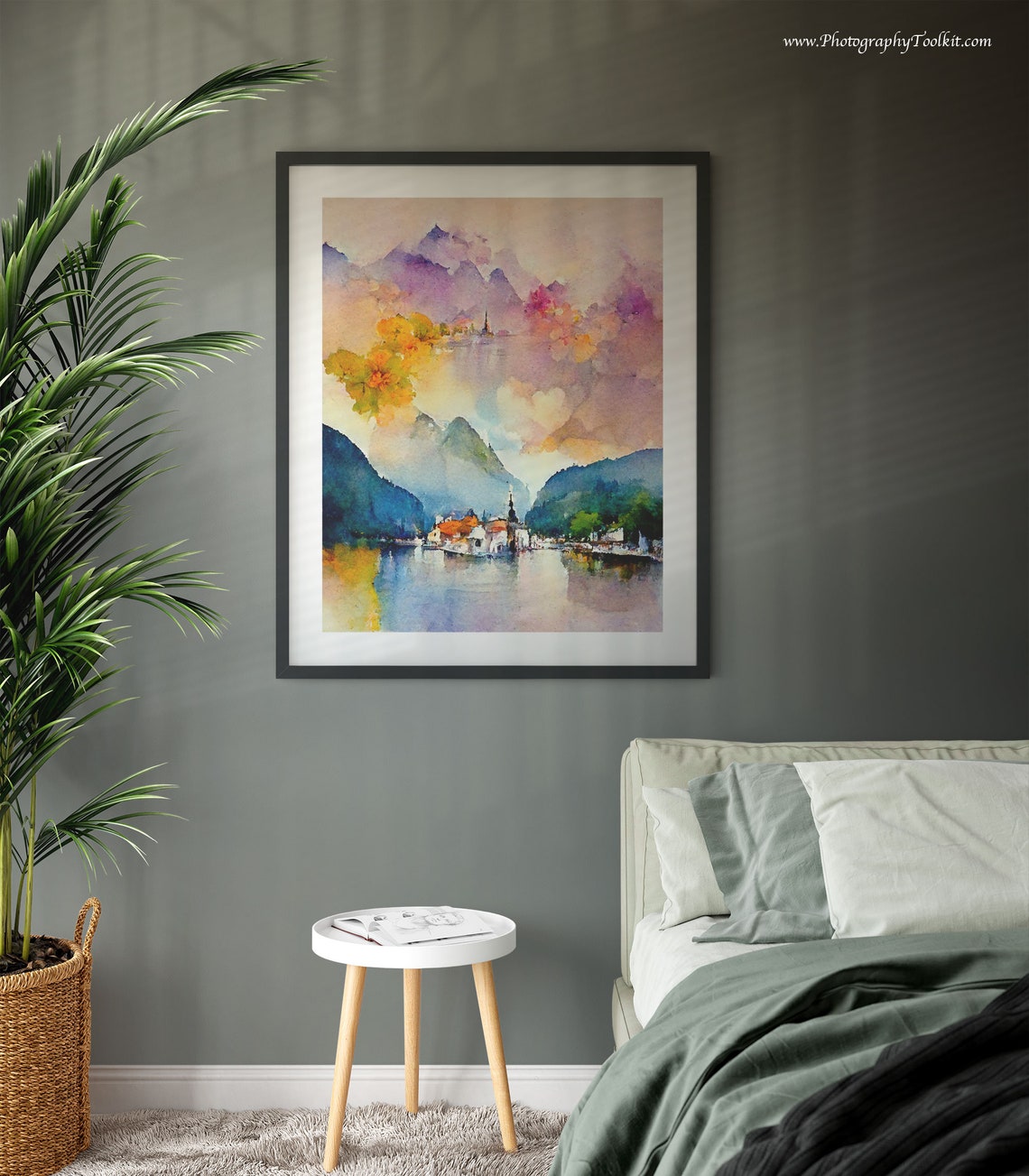Hallstatt Austria Mountain Lake Village Scenic Watercolor Poster - Image 3