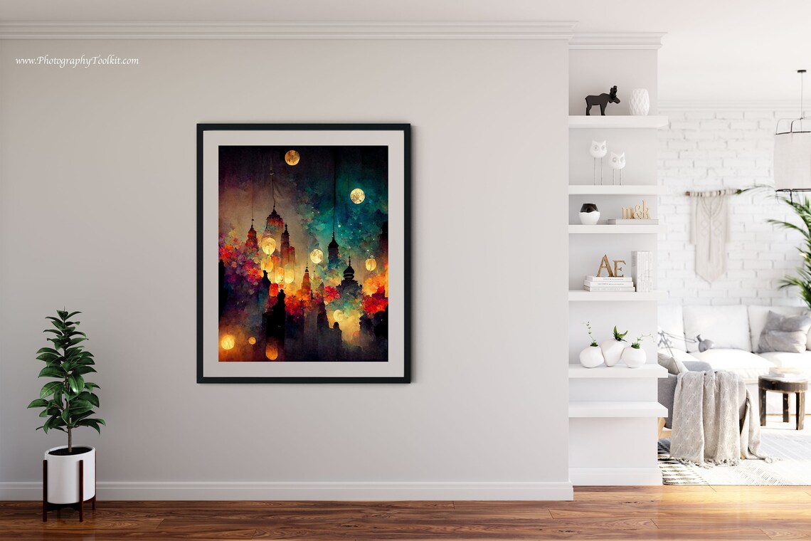 Night Sky Full Moon Moon Phase Wall Art Print - Image 4