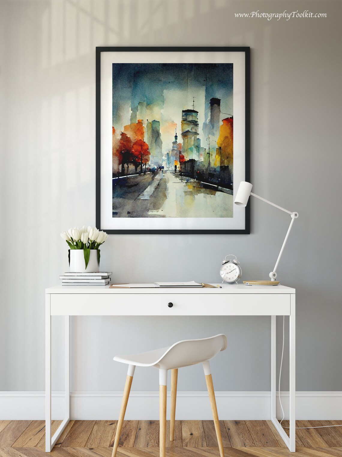 City Street at Night Cityscape Art Print - Image 2