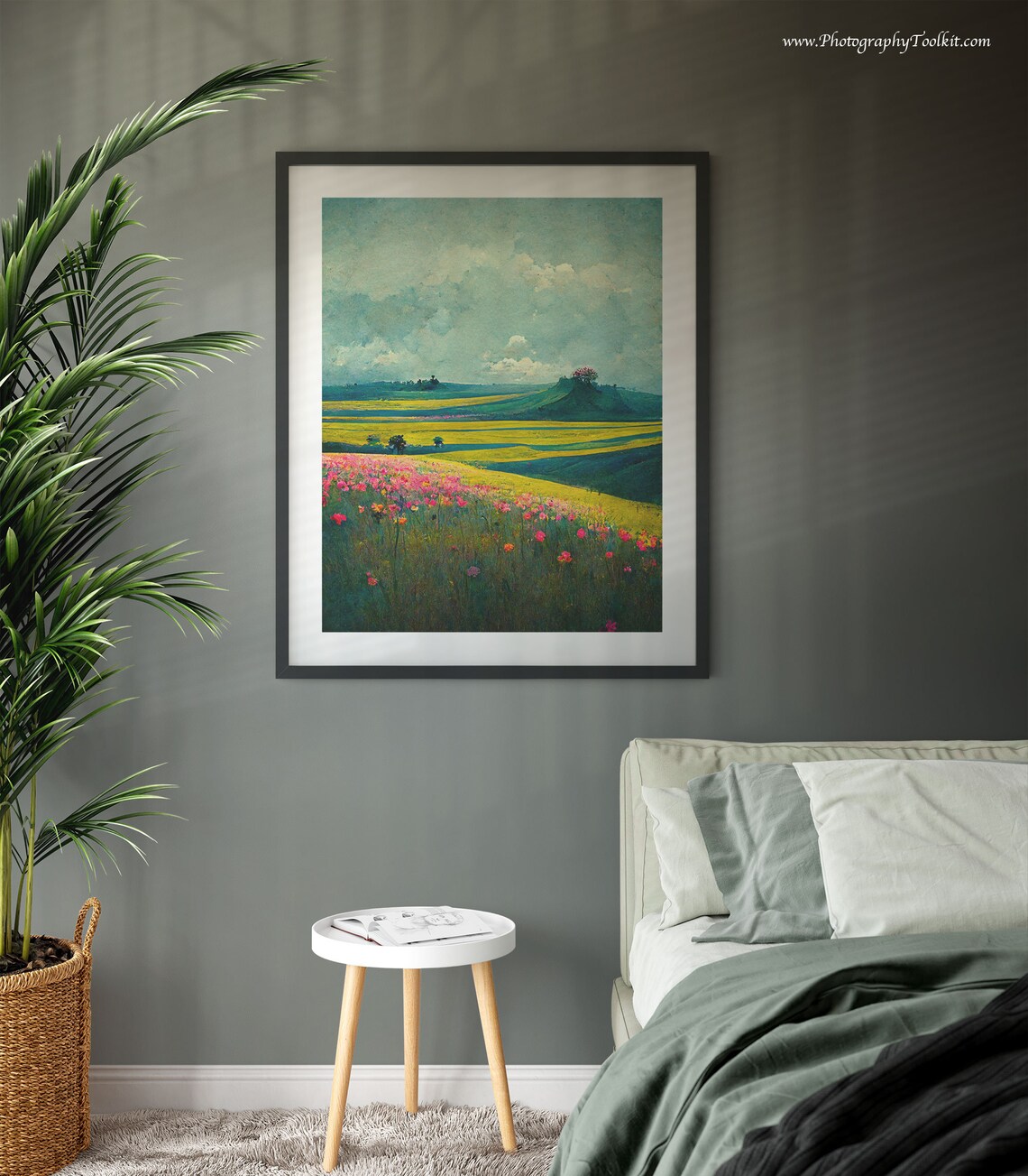 Spring Meadow Painting, Vintage Landscape Print - Image 3