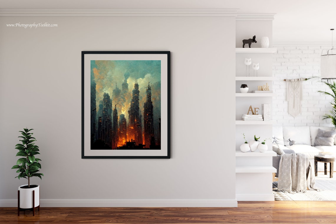 City Prints Skyline Print Cityscape Painting Art Print Painting Of A City Wall Art Cityscape Art Cityscape Print - Image 4