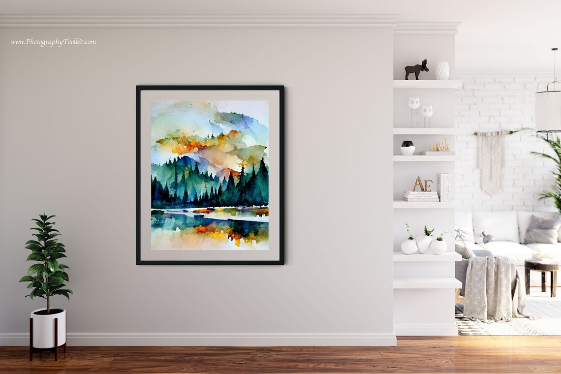 Winter Forest Landscape Watercolor Art Print - Image 2