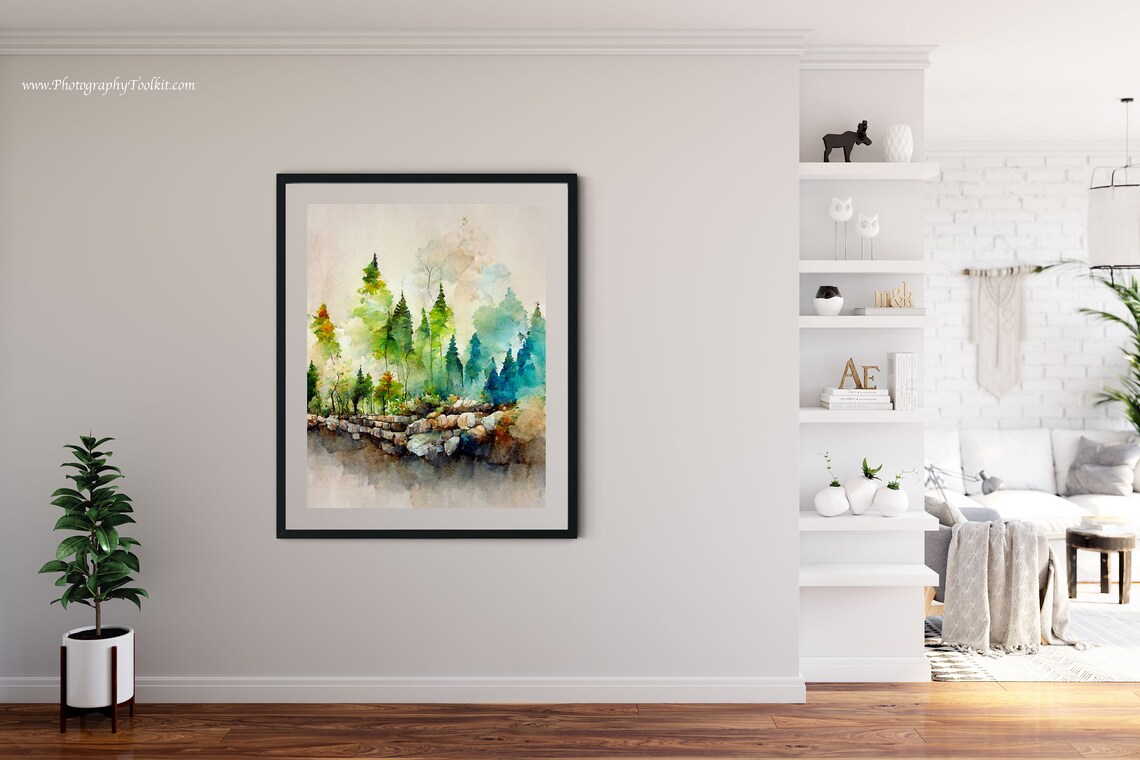 Forest Landscape Art Print, Colorful Woodland Trees - Image 4