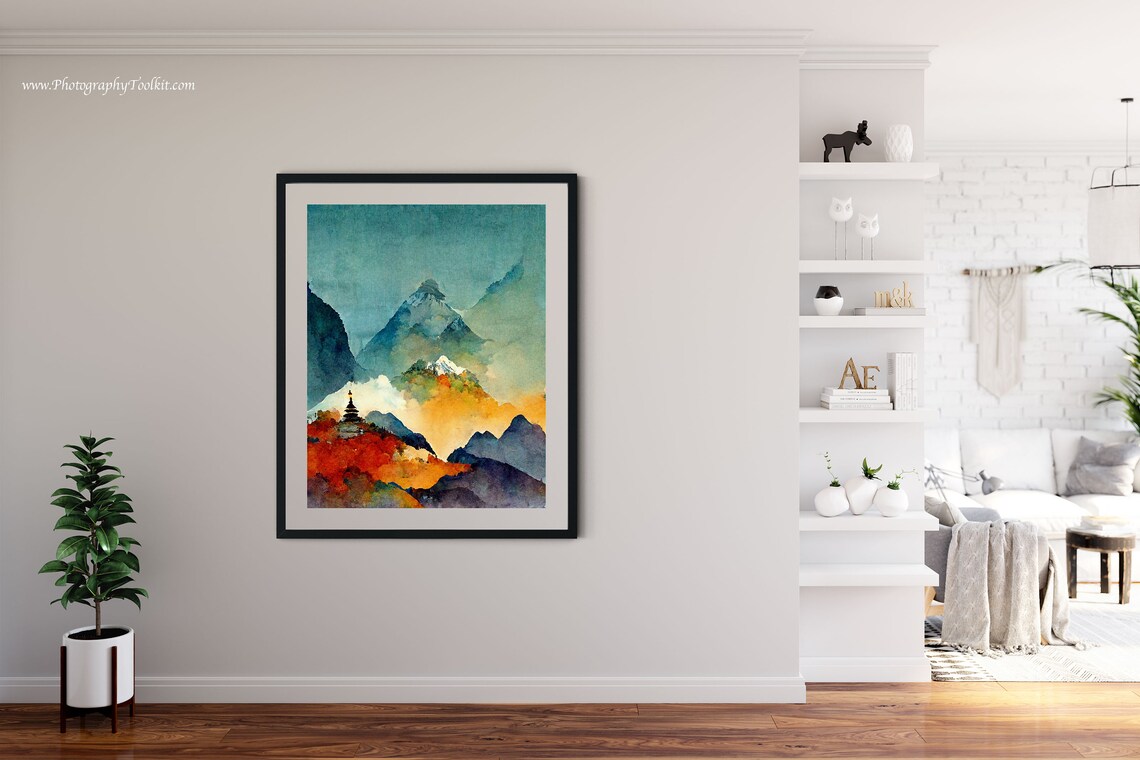 Minimalist Nepal Mountain Poster, Nature Art Print - Image 4