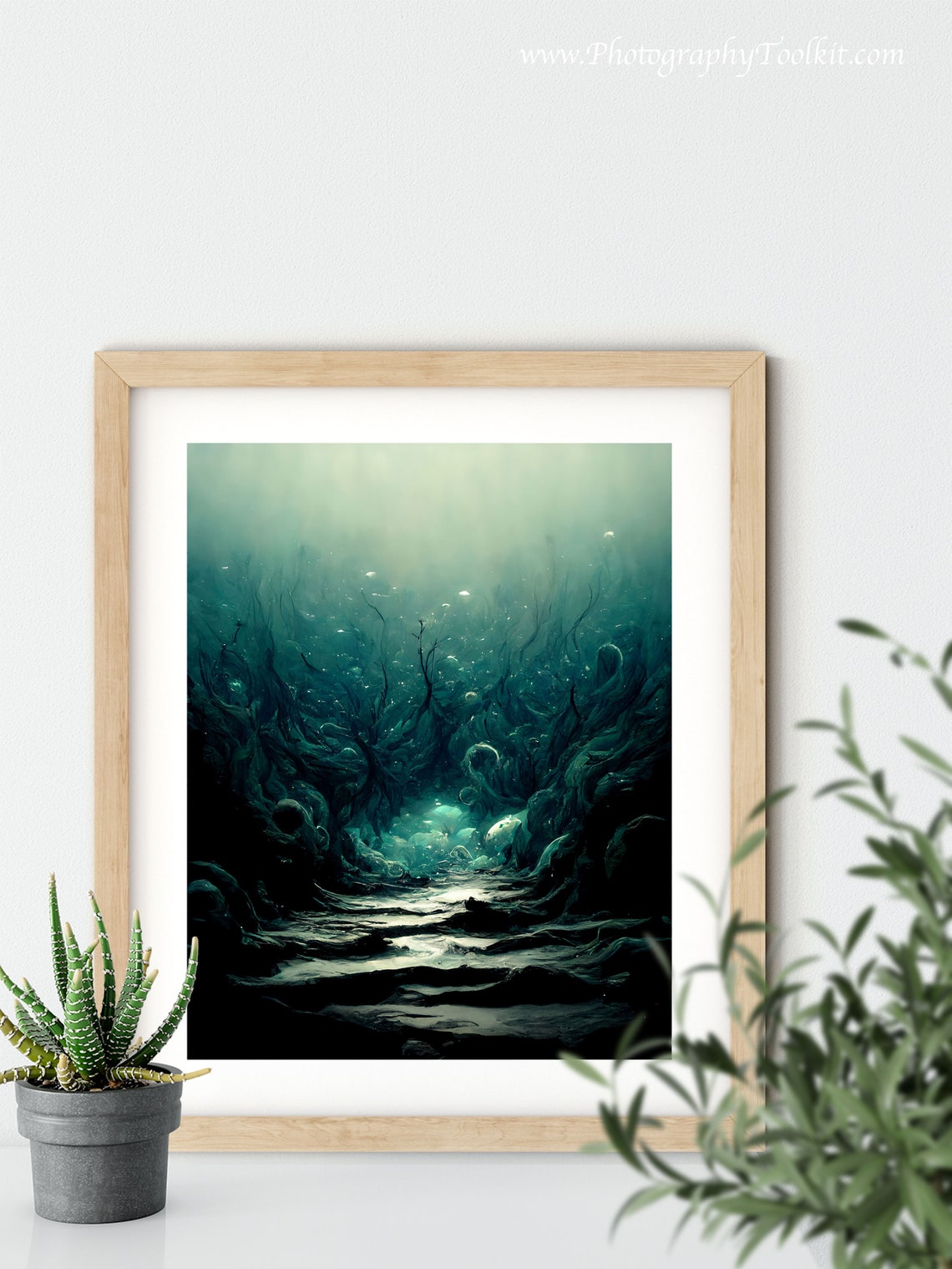 Deep Ocean Underwater Light Rays Dark Moody Seascape Scenic Poster - Image 5