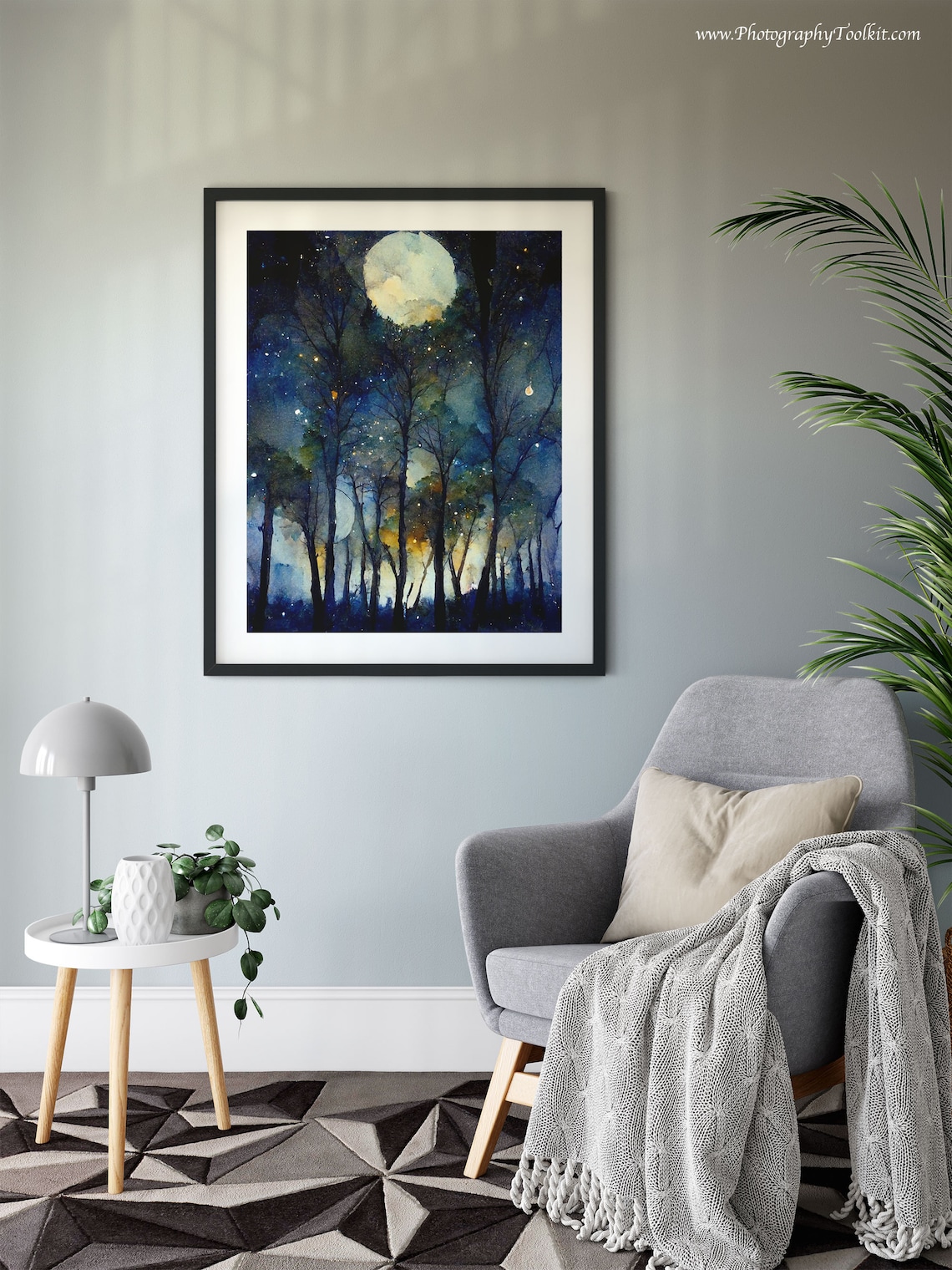 Night Sky Star Patterns Art Print, Full Moon - Image 6