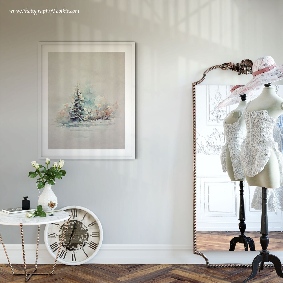 Watercolor Winter Landscape Forest Art Print - Image 3
