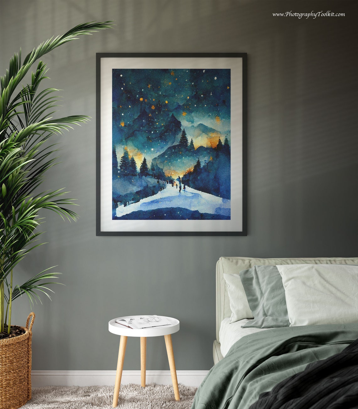 Moonlit Night Ice Skating Starry Winter Wonderland Art Poster - Image 3