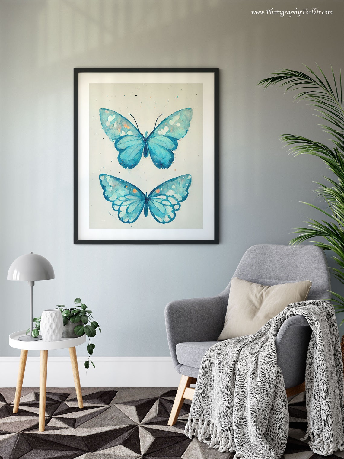 Blue Watercolor Butterfly Pair Entomology Botanical Nature Poster - Image 6