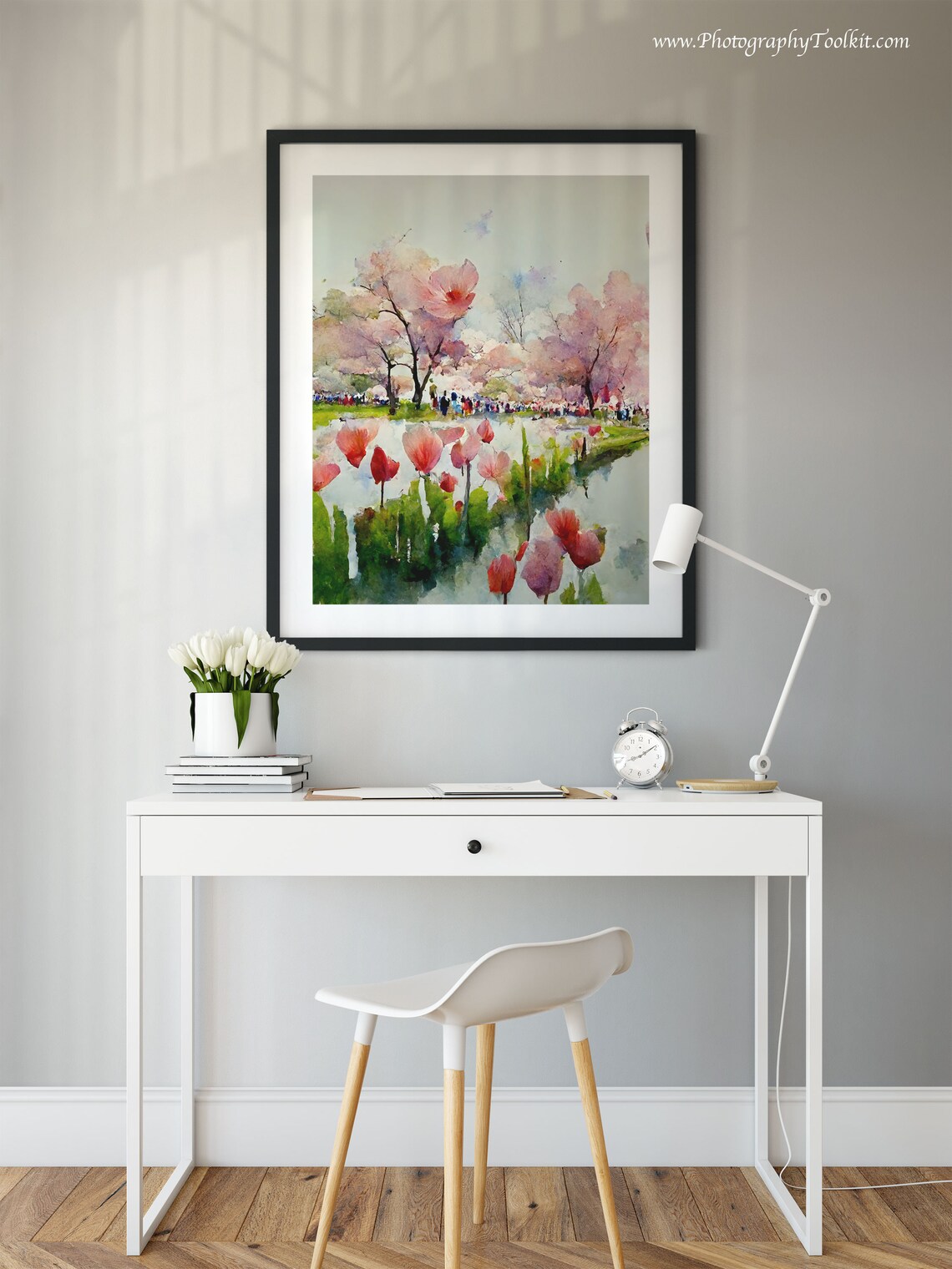 Tulip Field Landscape Art Print, Vintage Floral - Image 2