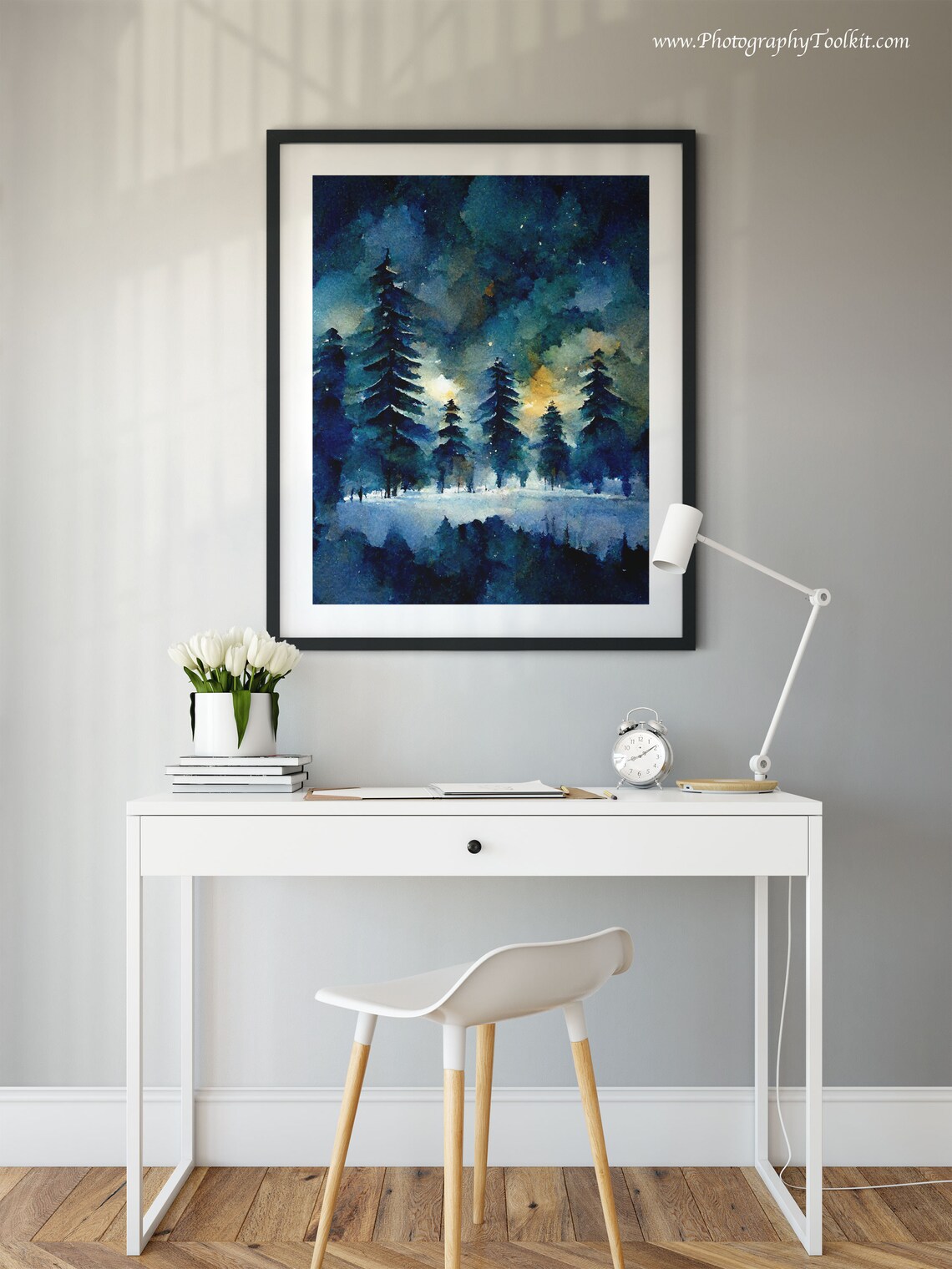Winter Landscape Print, Snowy Trees and Pine Tree - Image 2