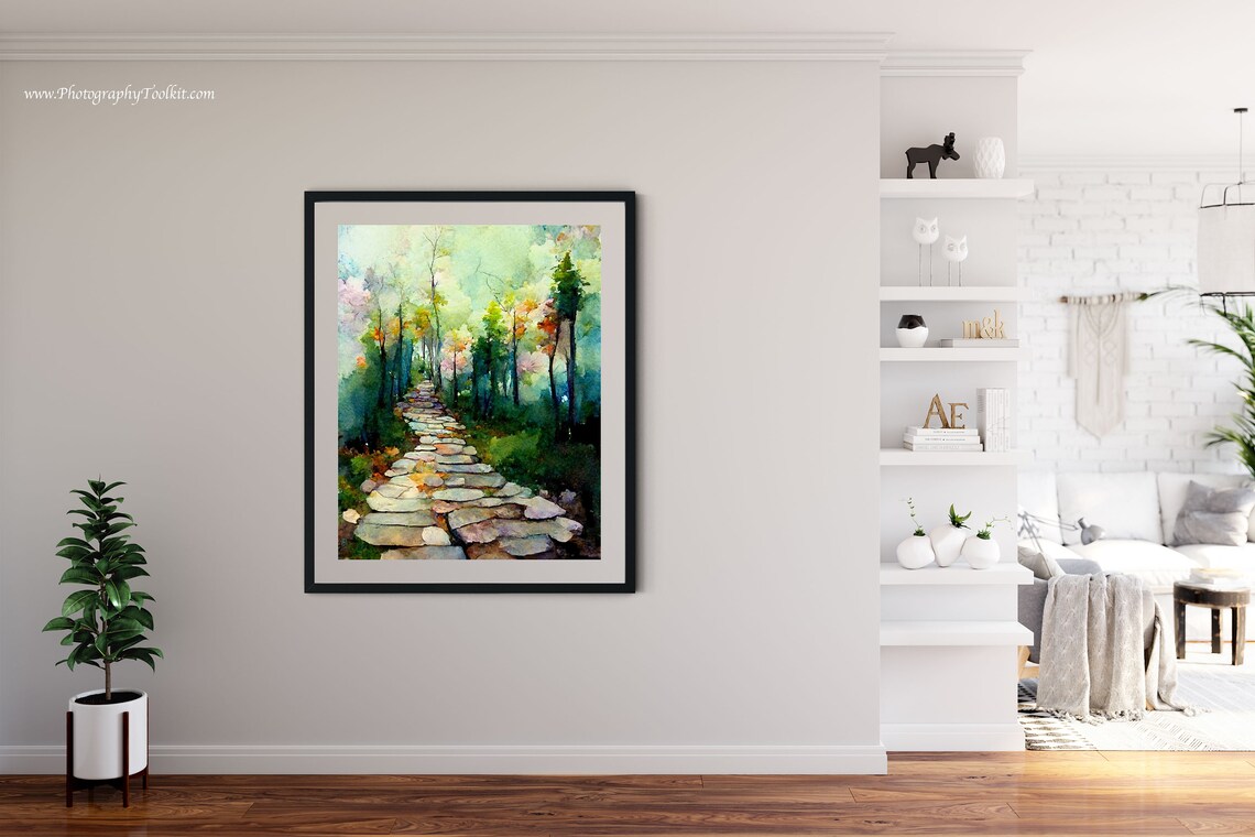 Forest Path Watercolor Art Print, Wilderness Scene - Image 4