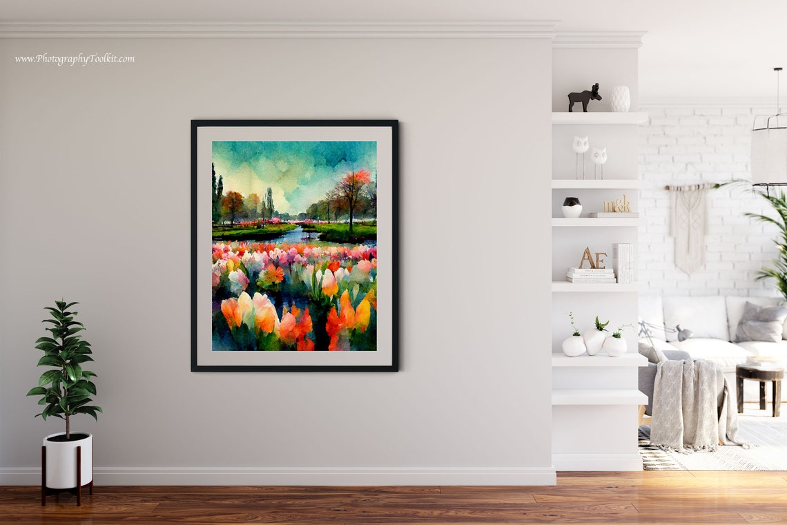 Keukenhof Tulip Field Print Netherlands Poster Flower Field Art Print Scandinavian Wall Art Countryside Flower Field Flower Field Print - Image 4