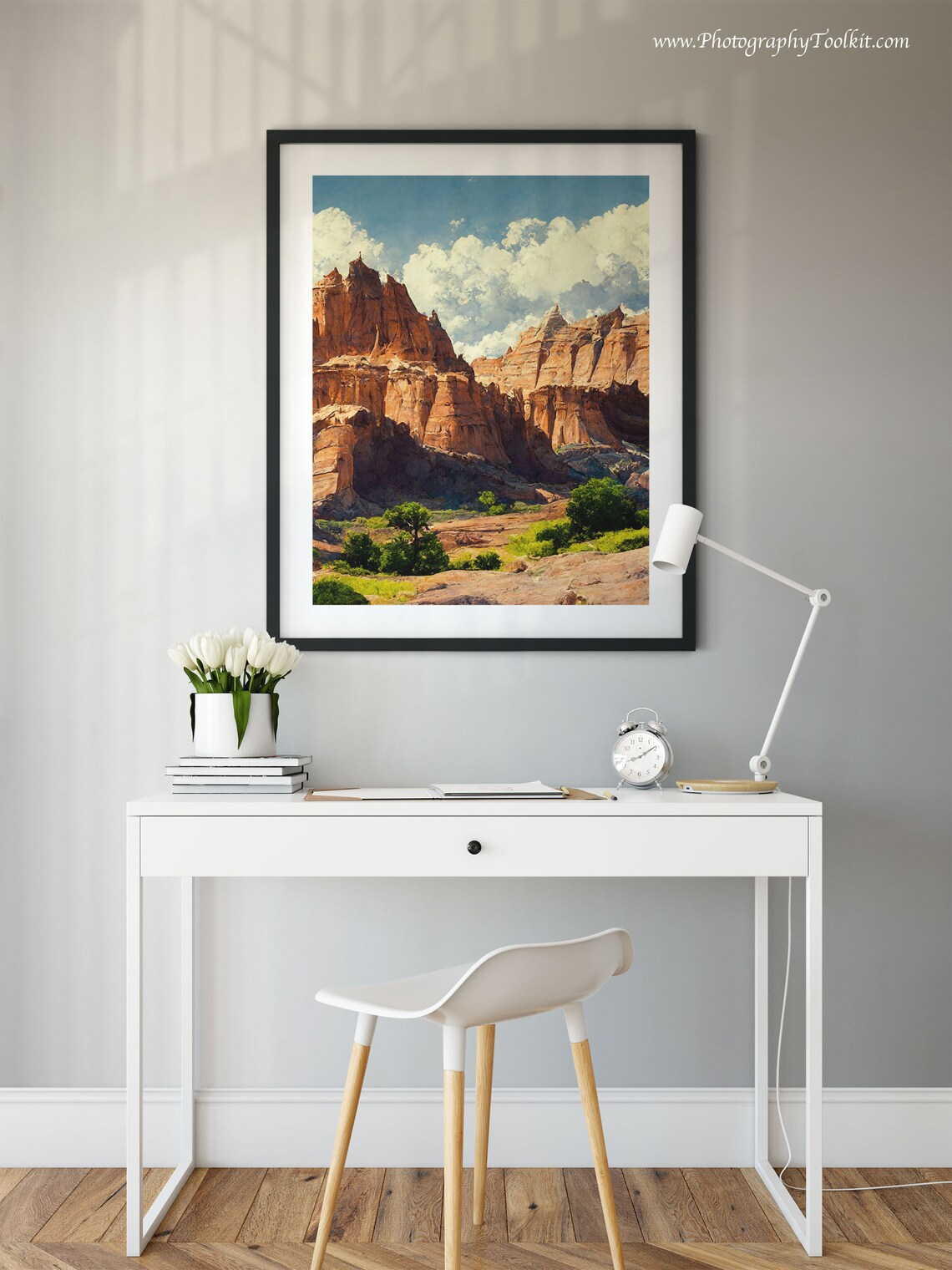 Capitol Reef Red Rock Towers Dramatic Clouds Desert Oasis Landscape Print - Image 2