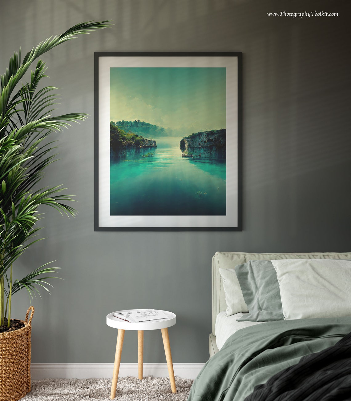 Greece Turquoise River Cliffs Watercolor Nature Travel Poster - Image 3