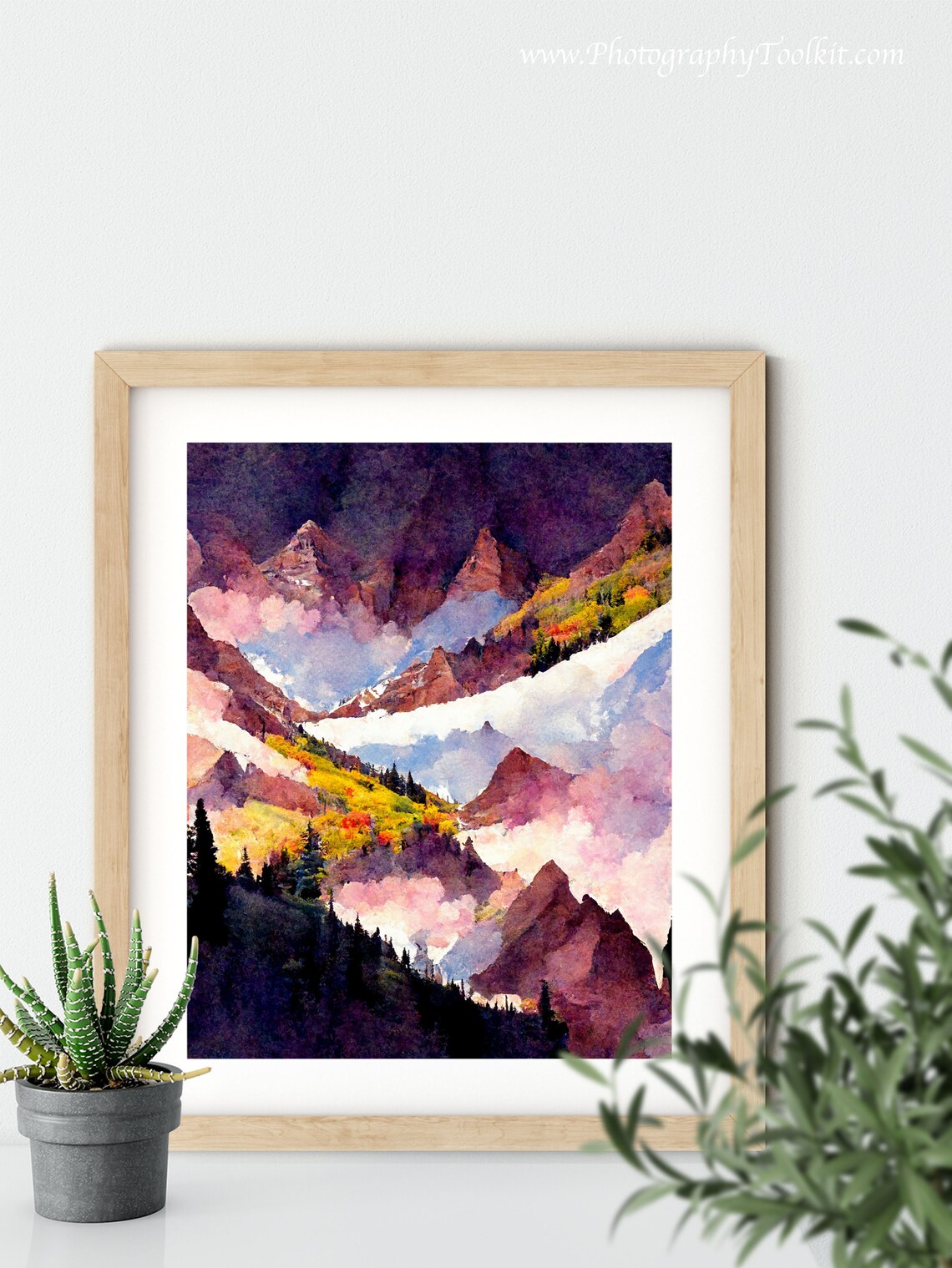 Maroon Bells Colorado Golden Aspen Autumn Peaks Watercolor Poster - Image 5