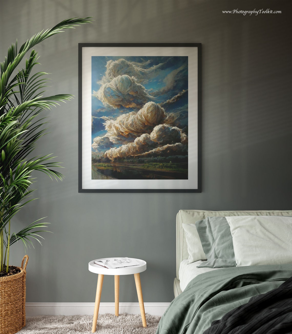 Dramatic Billowing Golden Clouds Over a Dark Landscape Sky Poster - Image 3