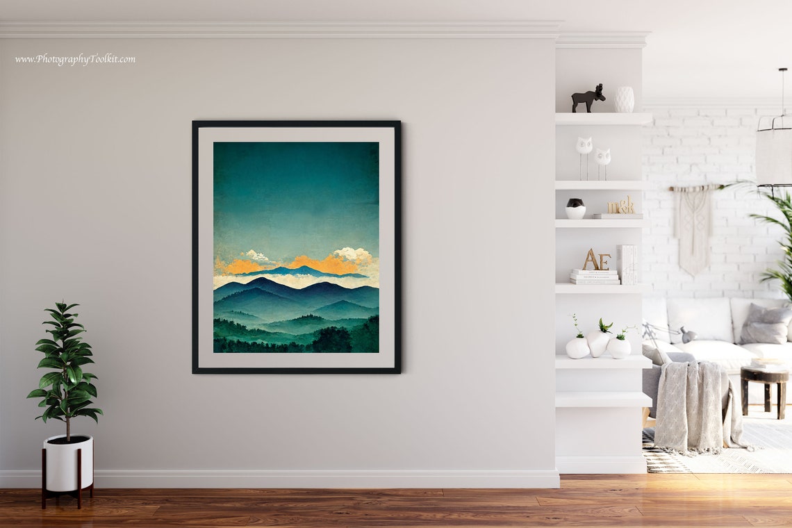 Blue Ridge Misty Mountain Layers Sunset Glow Scenic Wall Art - Image 4