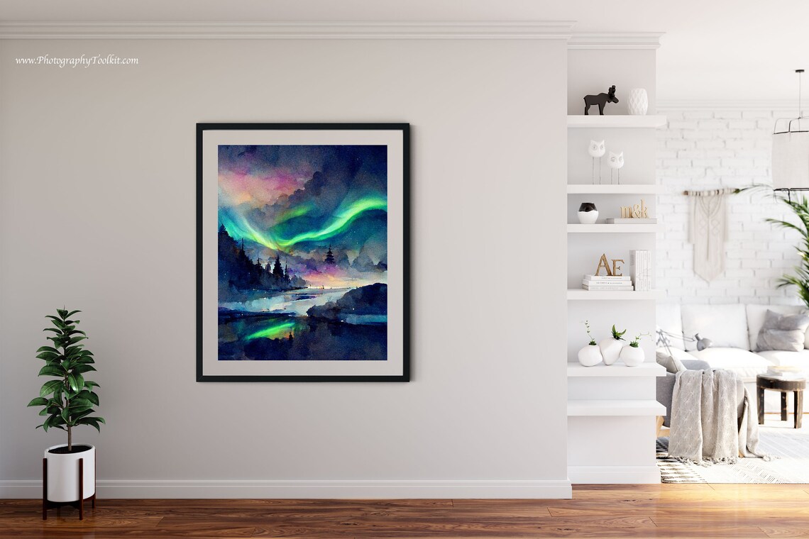 Aurora Borealis Art, Northern Lights Night Sky - Image 4