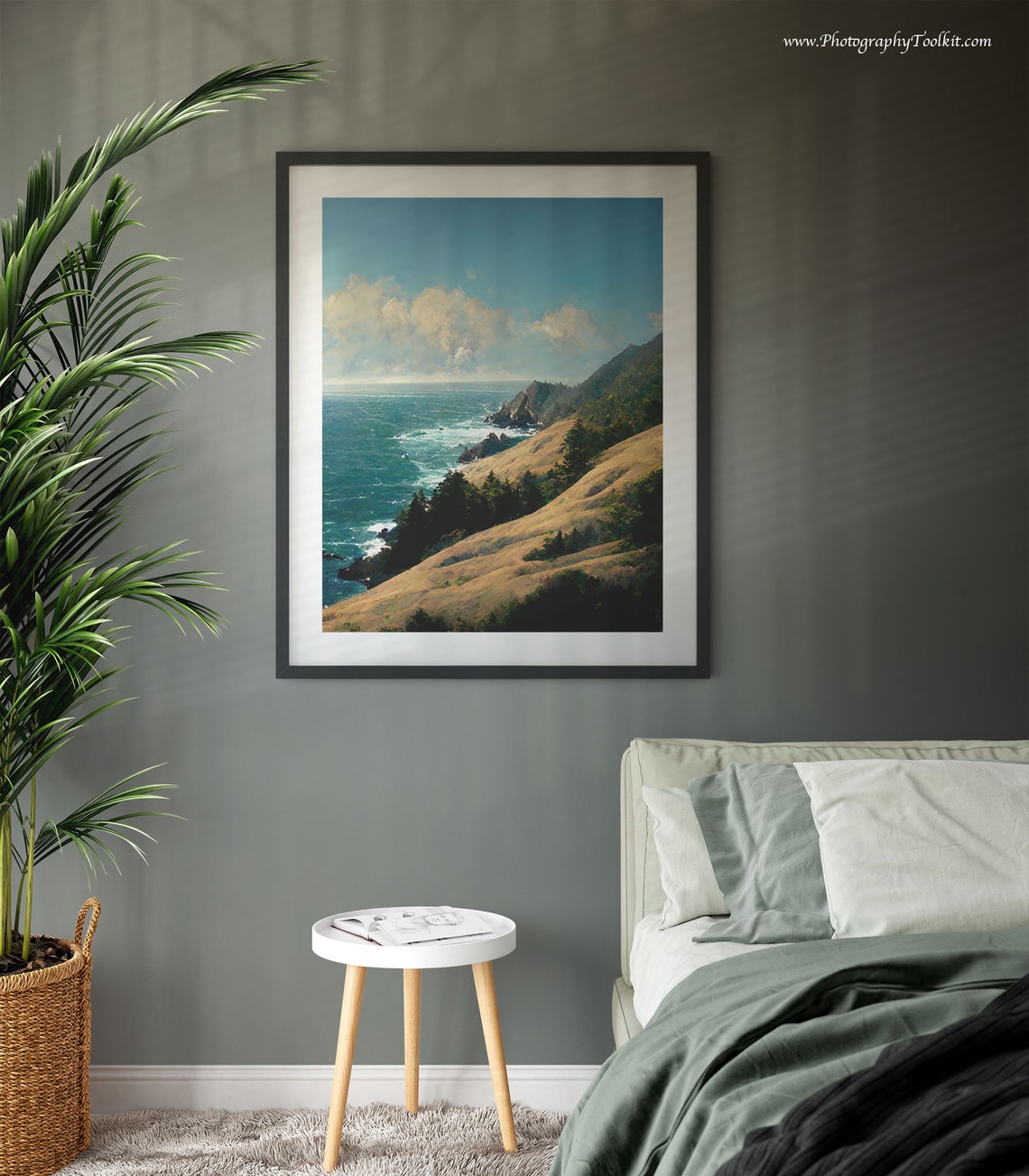 Big Sur Golden Bluffs Pine Trees Blue Ocean Dramatic Coastal Print - Image 3