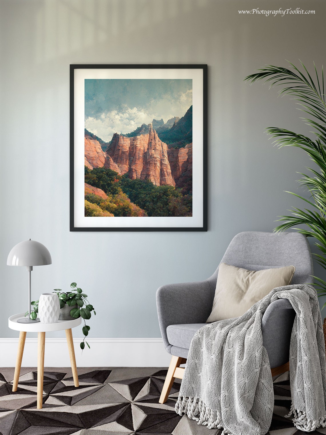 Zion Canyon Red Cliffs Wall Art Towering Sandstone Green Valley View - Image 6