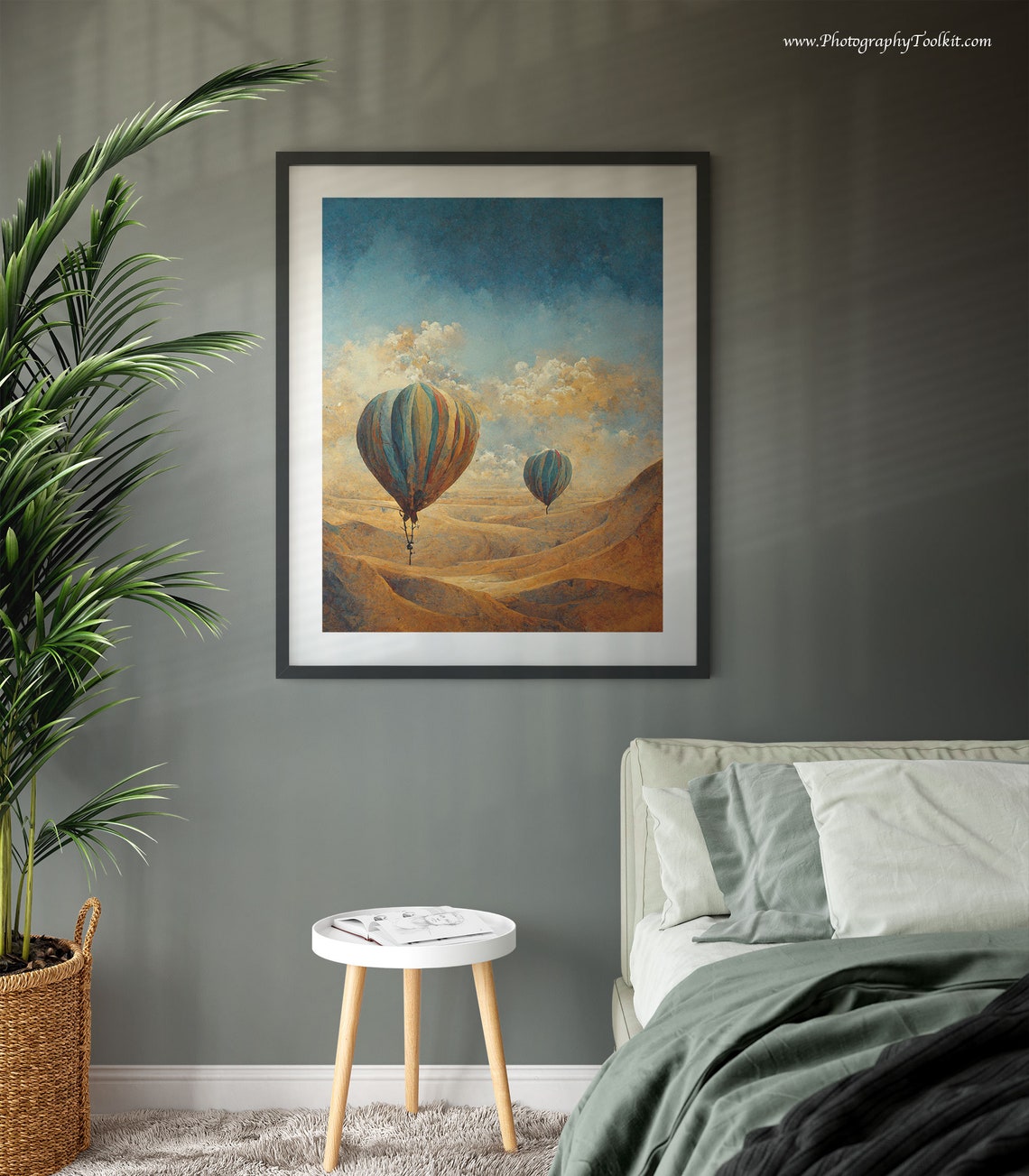 Vintage Hot Air Balloons Desert Dunes Adventure Travel Poster - Image 3