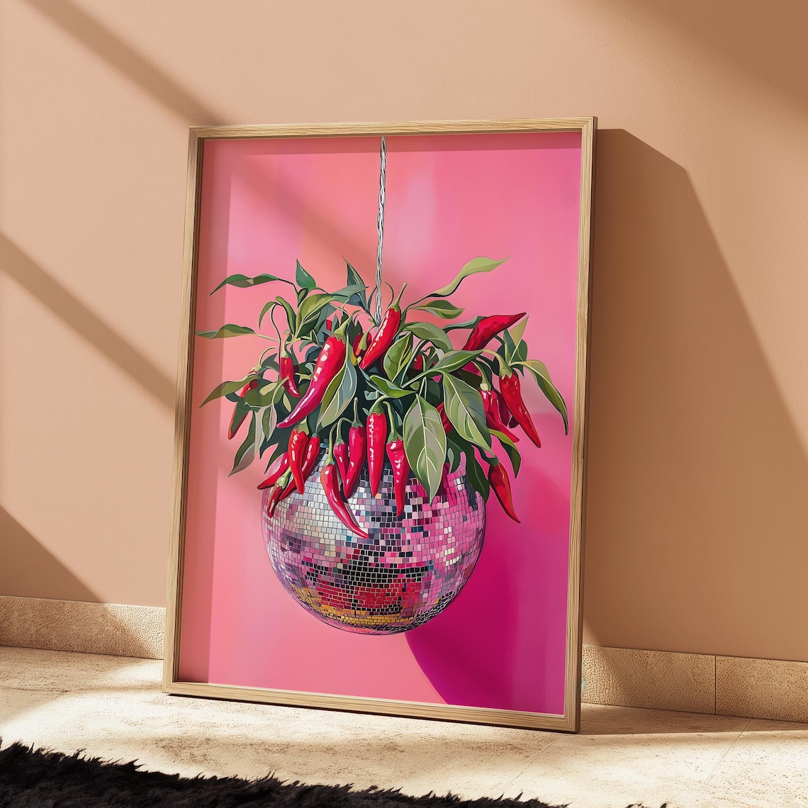 Disco Ball Art Chilli Pepper Kitchen Poster Print