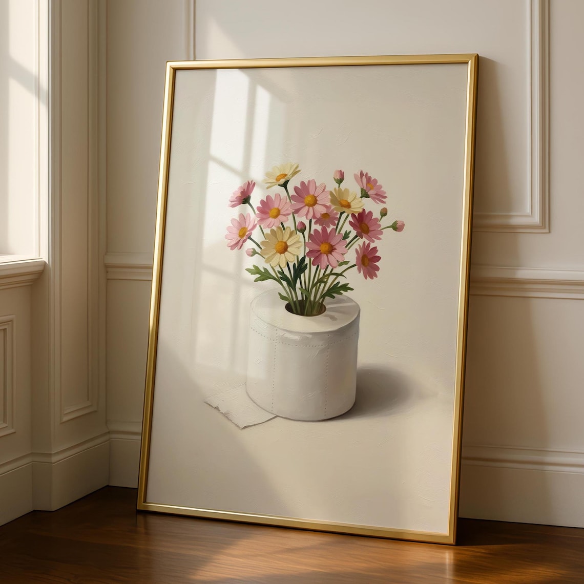 Toilet Paper Flowers Cute Bathroom Art Print