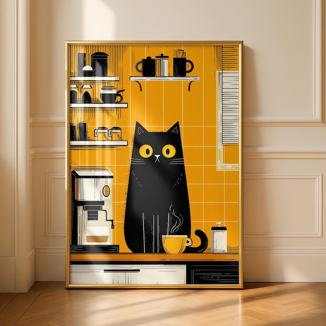 Black Cat Kitchen Cafe Breakfast Art Print