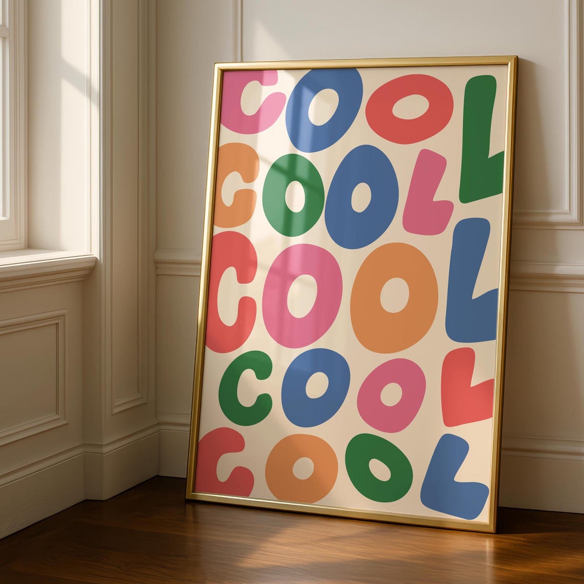 Colorful COOL Retro Bubble Letters Funky Maximalist Bedroom Poster